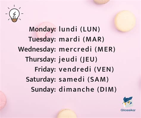 monday to sunday in french song