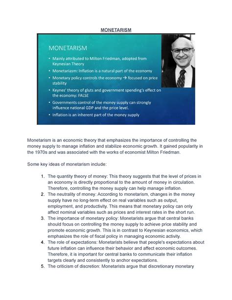 monetarism for dummies