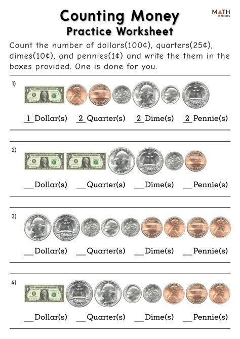 Money Math Practice Worksheets