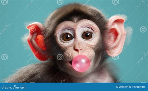 Monkey Chewing Bubble Gum