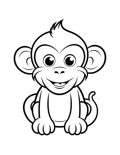 monkey color pages printable template
