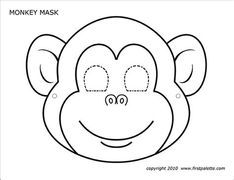 monkey mask coloring page printable template