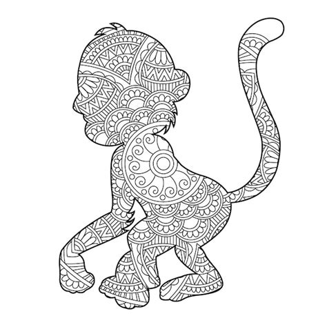 Monkey Zentangle Free Printable