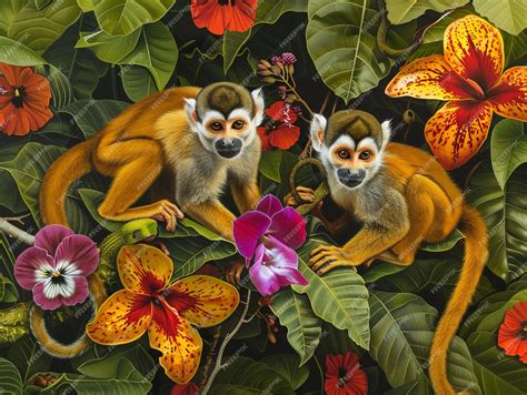 Monkeys With Flowers