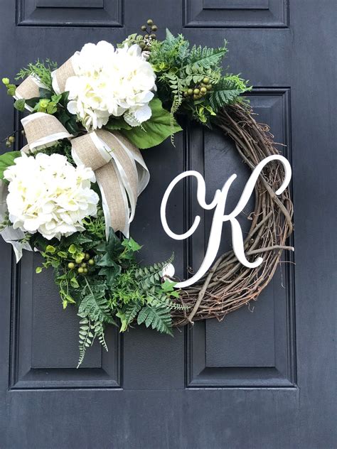 Sunflower wreath with monogram, Initial wreath, Personalized Front door