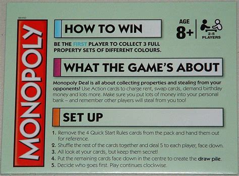 monopoly card game rules