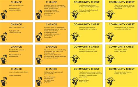 Monopoly Printable Chance Cards