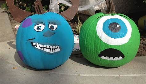 Monsters Inc. painted pumpkins! #mikewazowski #sully #monstersinc #