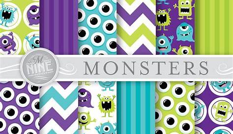MONSTERS Digital Paper / Monster Party Paper Printables / 8 - Etsy