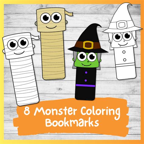 Monster Bookmarks Printable Colorable