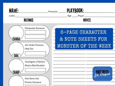 Monster Of The Week Character Sheets