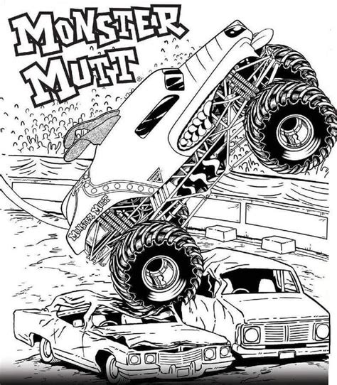 monster truck dog coloring page