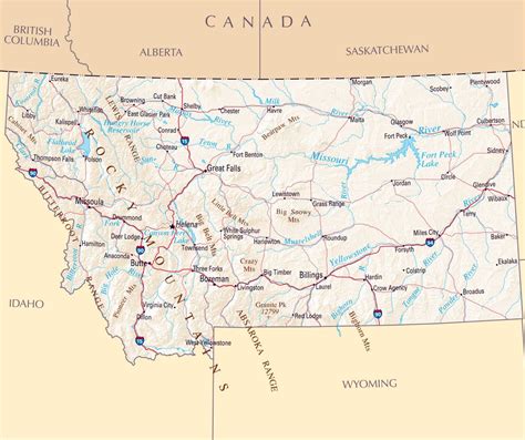 Montana Usa Road Map