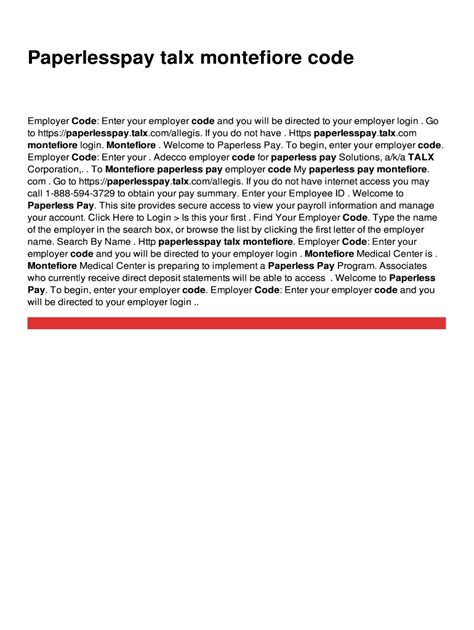 montefiore paperless pay