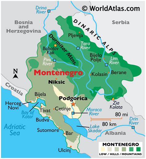 montenegro country map