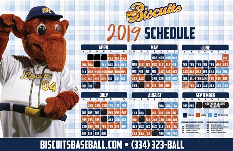 Montgomery Biscuits Printable Schedule