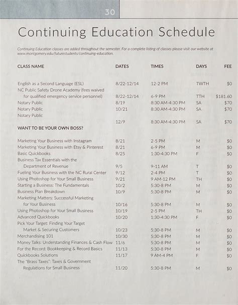 montgomery college schedule of classes
