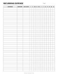 Month Printable For Recurring Payment