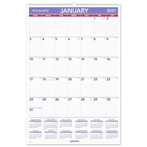 Monthly Calendar At A Glance