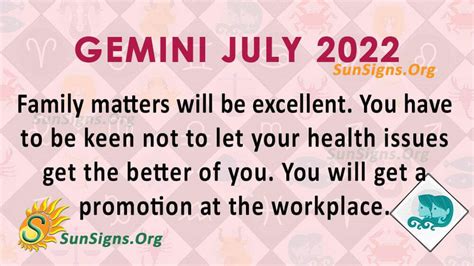 monthly horoscope july 2022 for gemini