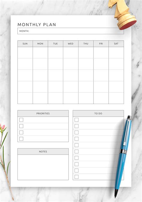 Monthly Plan Template