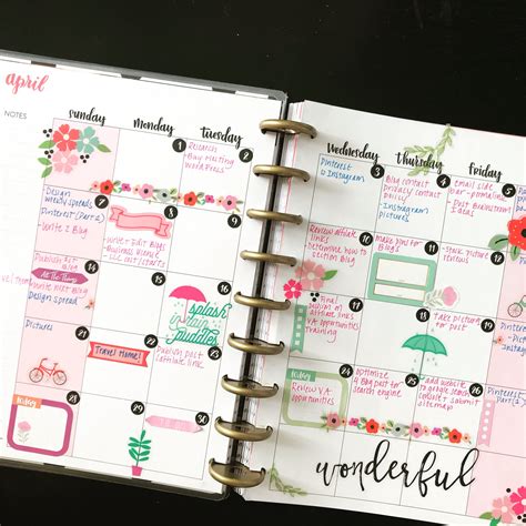 Monthly Planner Decorating