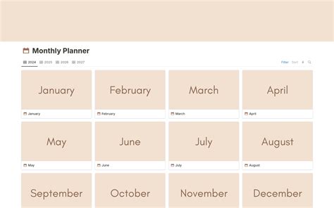 Monthly Planner Template Notion