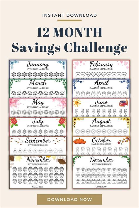 Monthly Saving Challenge Printable Lgfcu