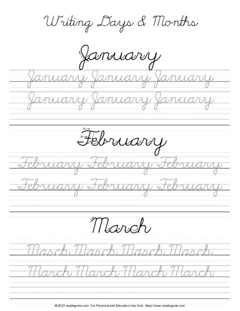 Months Of The Year In Cursive