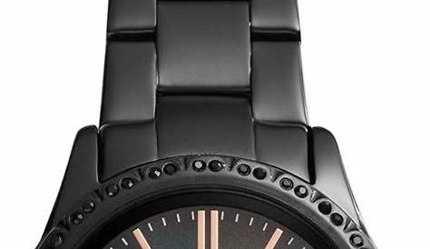 Montre Femme Fossil Mini Carlie acier cuir noir ES4700