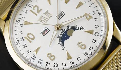 Herren Mondphase Uhr Retro Gold Mesh Armband Davis 1509MB