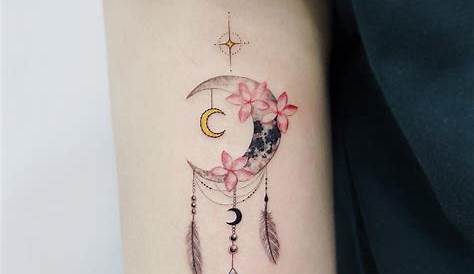 Moon dream catcher leg tattoo Leg tattoos, Moon tattoo