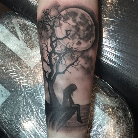 Inspiring Moon And Tree Tattoo Design References