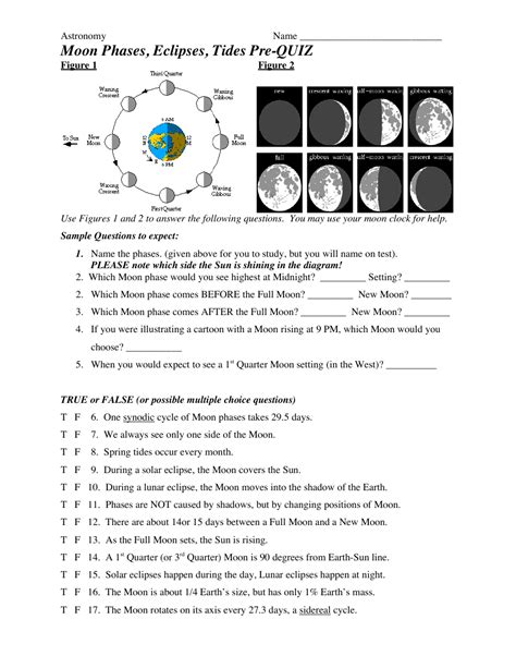 moon's phases regents questions worksheet answers