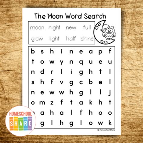Moon Word Search Printable