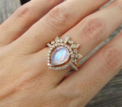 moonstone and diamond wedding ring