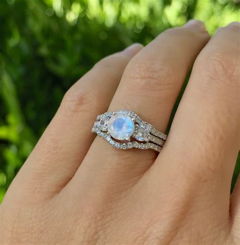 moonstone engagement ring set