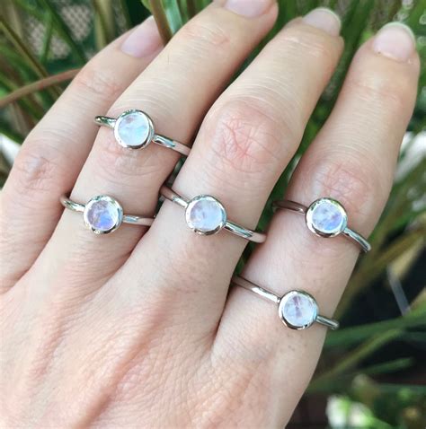 moonstone ring silver round