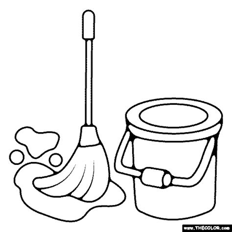 Mop Bucket Coloring Page