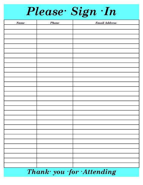 Mops Printable Sign In Sheet