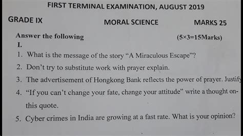 moral science questions and answers class 5 icse