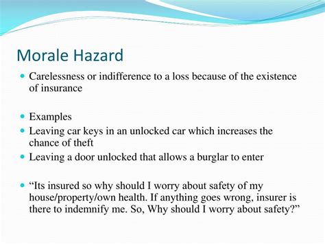 morale hazard insurance definition