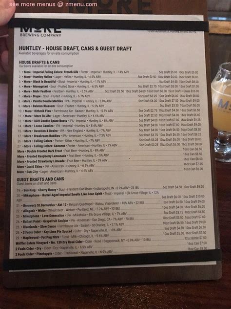 more brewing huntley il menu