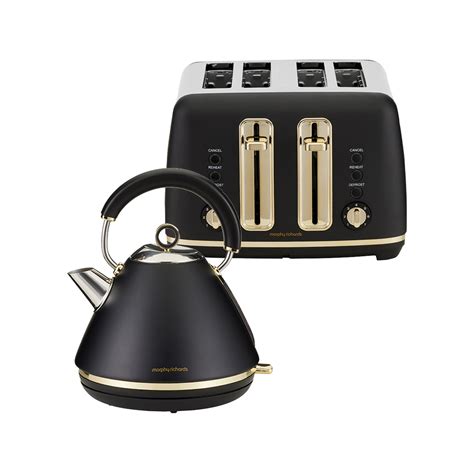 Morphy Richards Black Kettle And 4 Slice Toaster