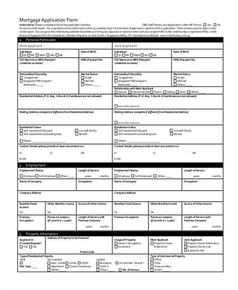 mortgage loan application form template