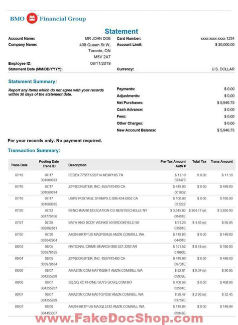 Mortgage Statement Bmo