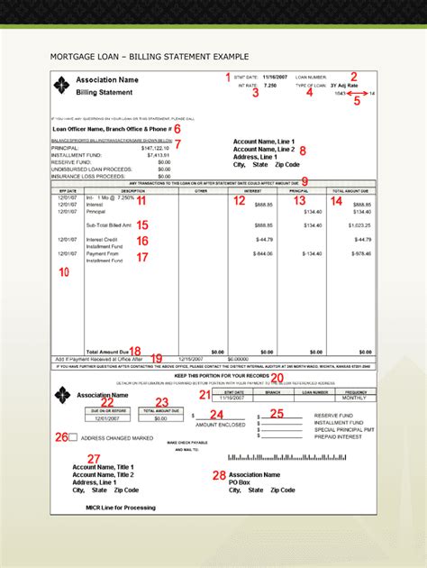 mortgage statement template excel
