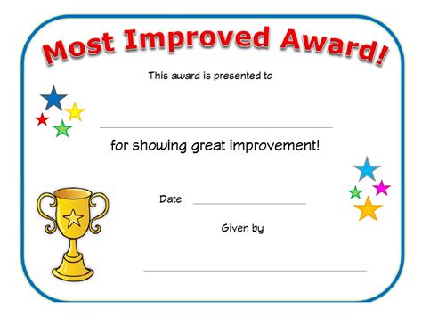 Most Improved Award Certificate Template