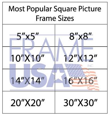 most popular square frame sizes