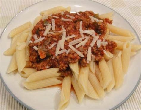 mostaccioli with meat sauce